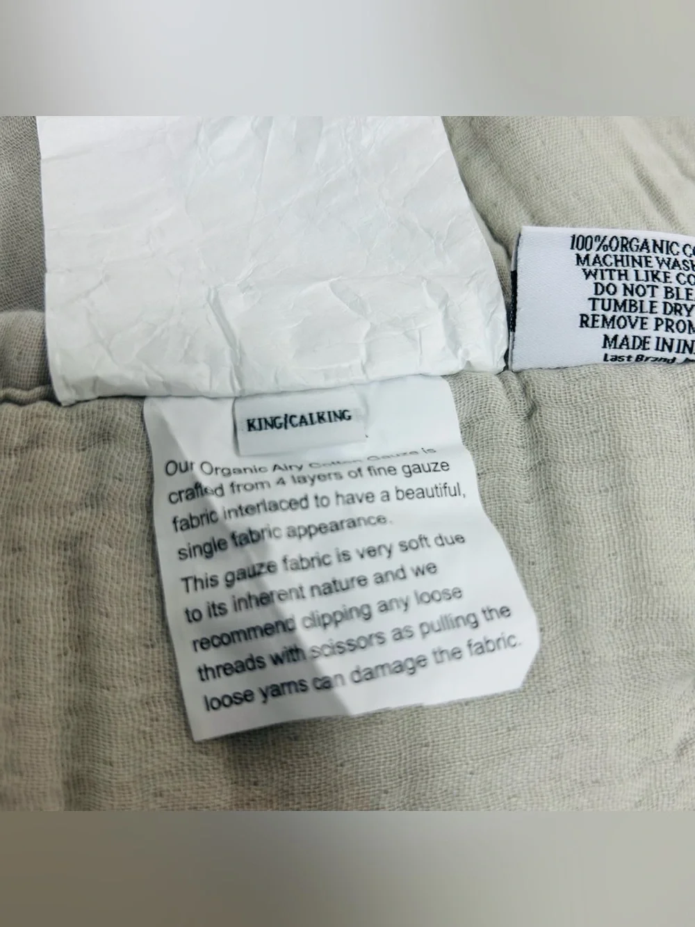 NWOT QUINCE Organic Airy Gauze Dream Quilt King/Cal King Fog Grey 8690